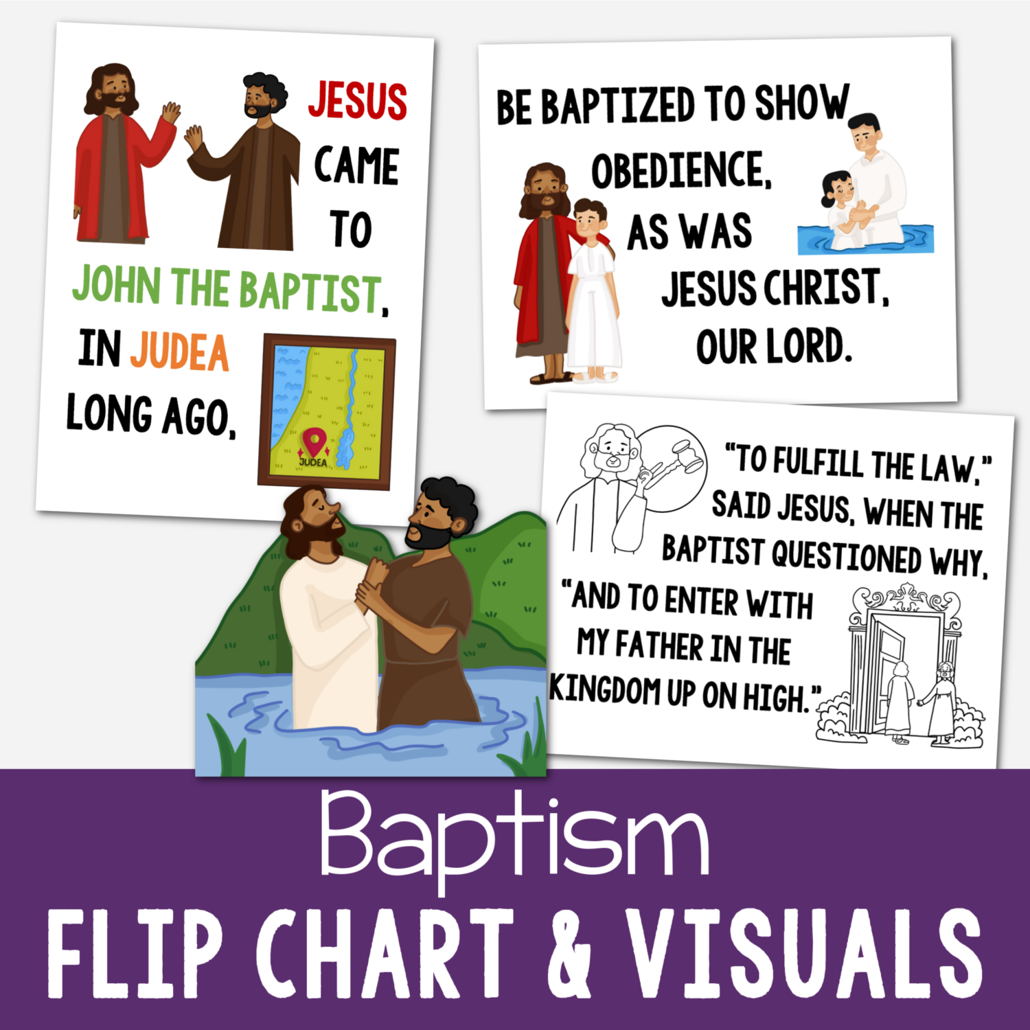 Baptism Flip Chart LDS Primary Song visual aids PDF printable and slideshow options for singing time Primary music leaders!