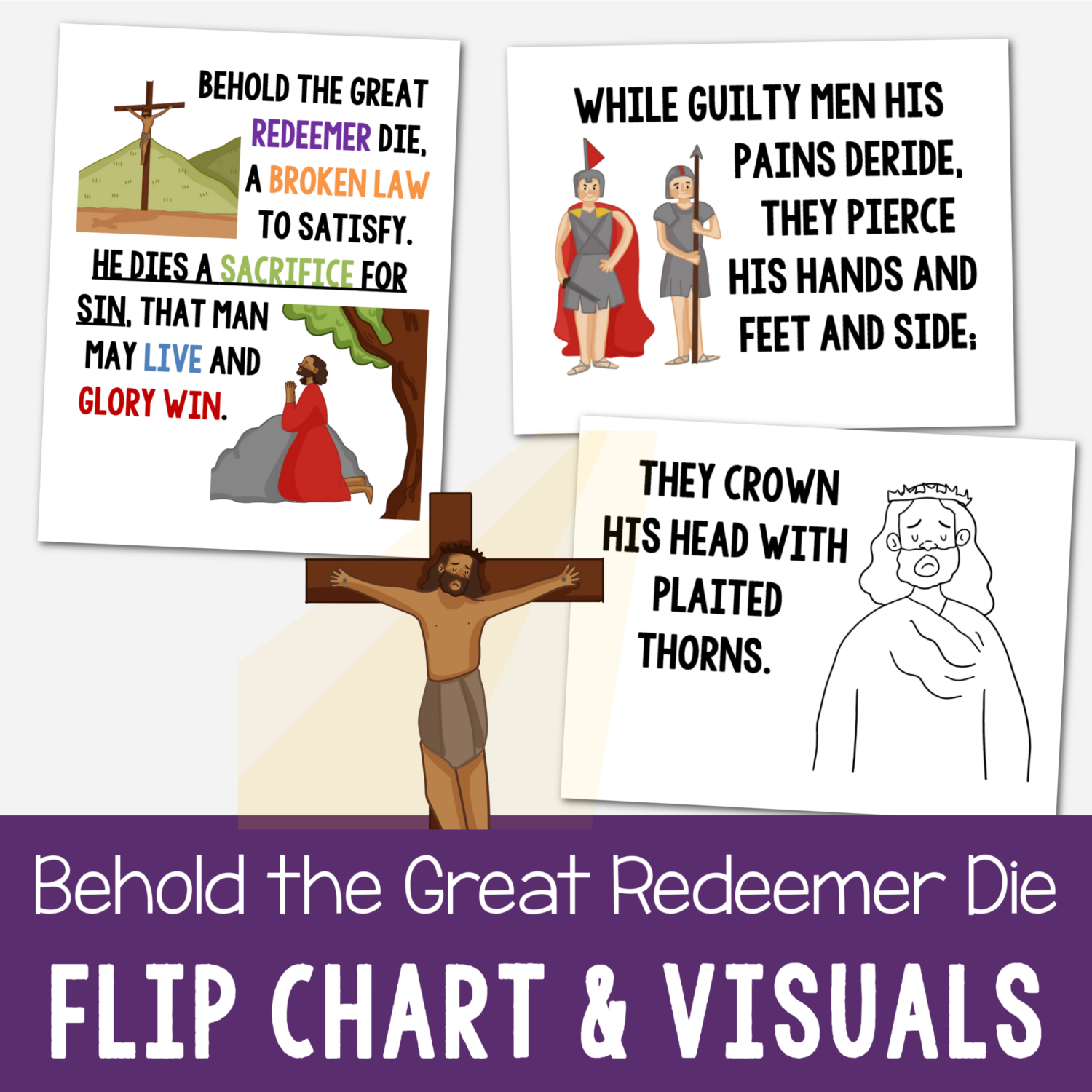 Behold the Great Redeemer Die Flip Chart 9 Behold the Great Redeemer Die Flip Chart with custom art in both portrait and landscape singing time visual aids for LDS Primary music leaders.