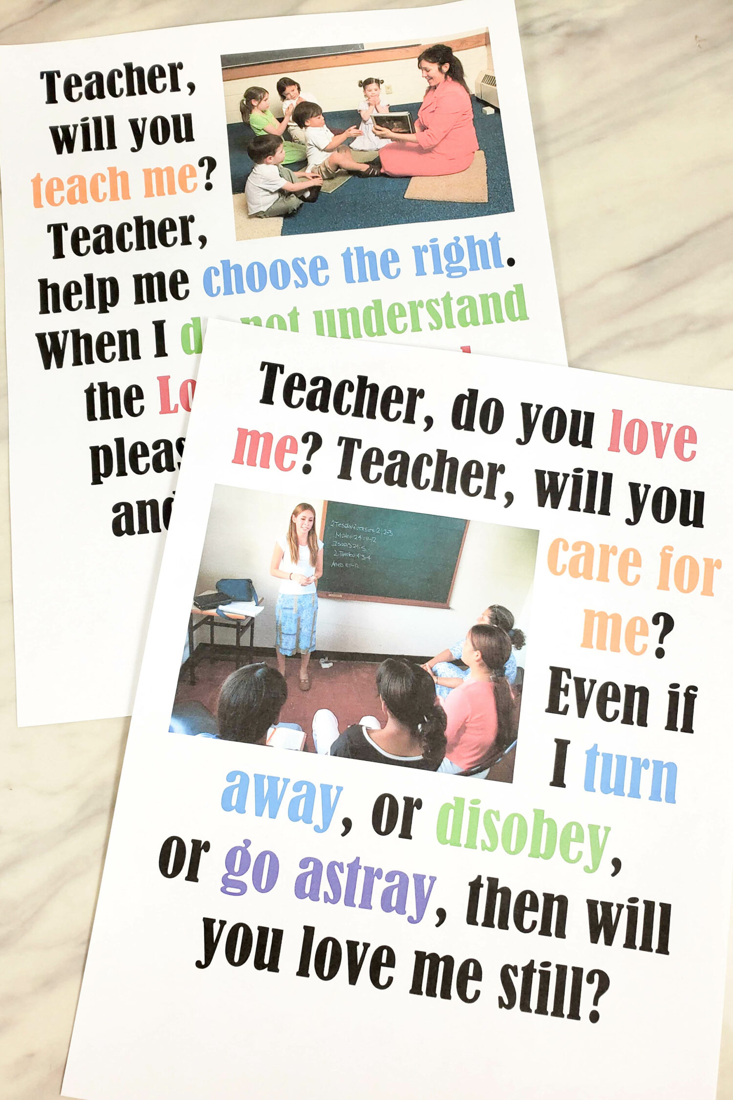 Teacher Do You Love Me flip chart and lyrics singing time helps for LDS Primary Music Leaders teaching this Mother's Day Song