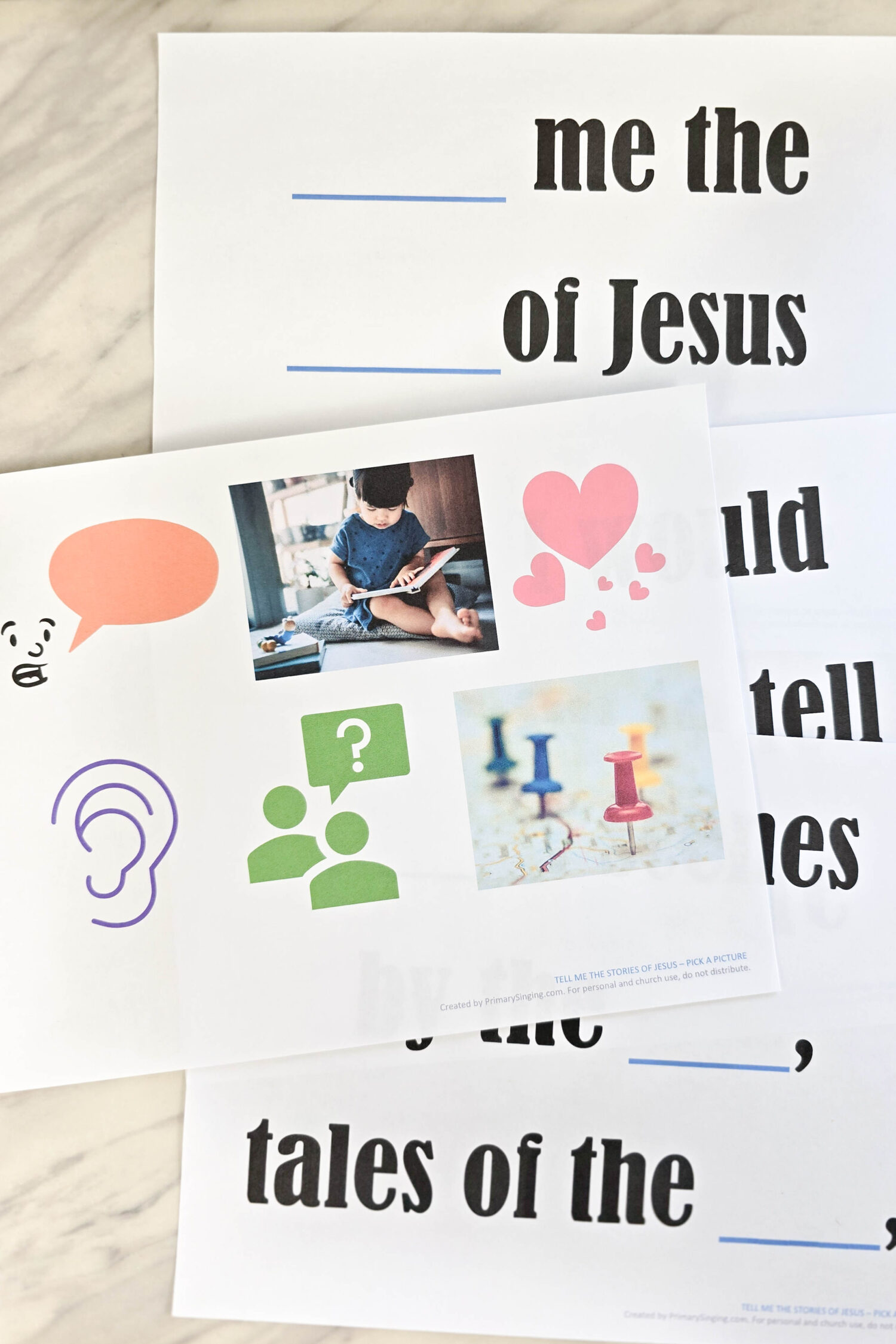 Tell Me the Stories of Jesus Pick a Picture 2 Tell Me the Stories of Jesus - Pick a Picture lesson plan and activity for LDS Primary Singing Time music leaders and home study of Come, Follow Me for families!