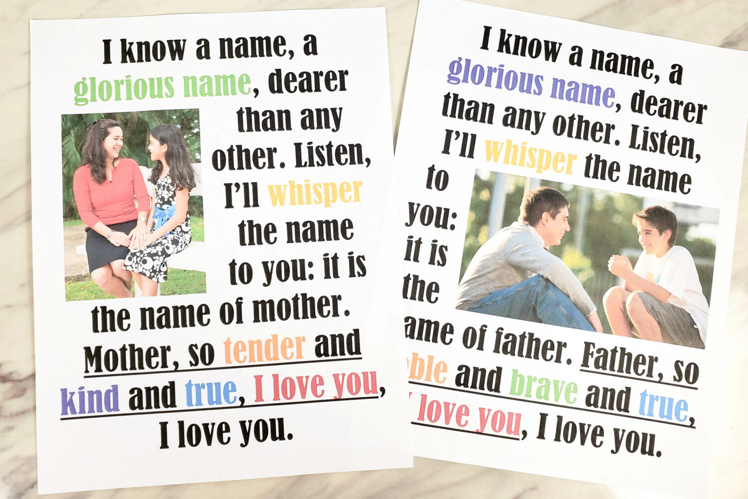 The Dearest Names flip chart and lyrics singing time helps for LDS Primary Music Leaders teaching this Mother's Day or Father's Day Song
