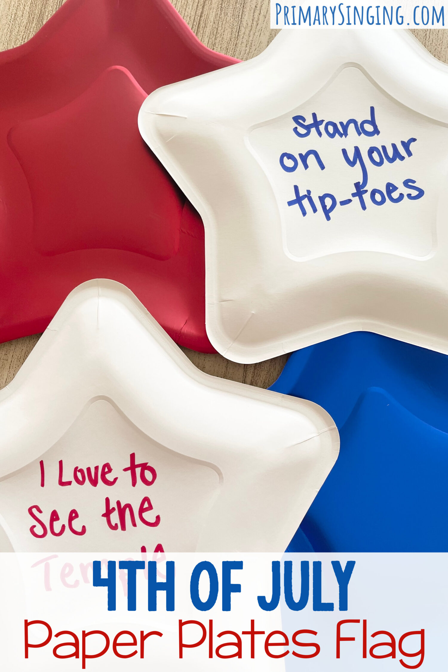 Fun 4th of July Paper Plates American Flag singing time idea! Create an American Flag with paper plates while you review primary songs!