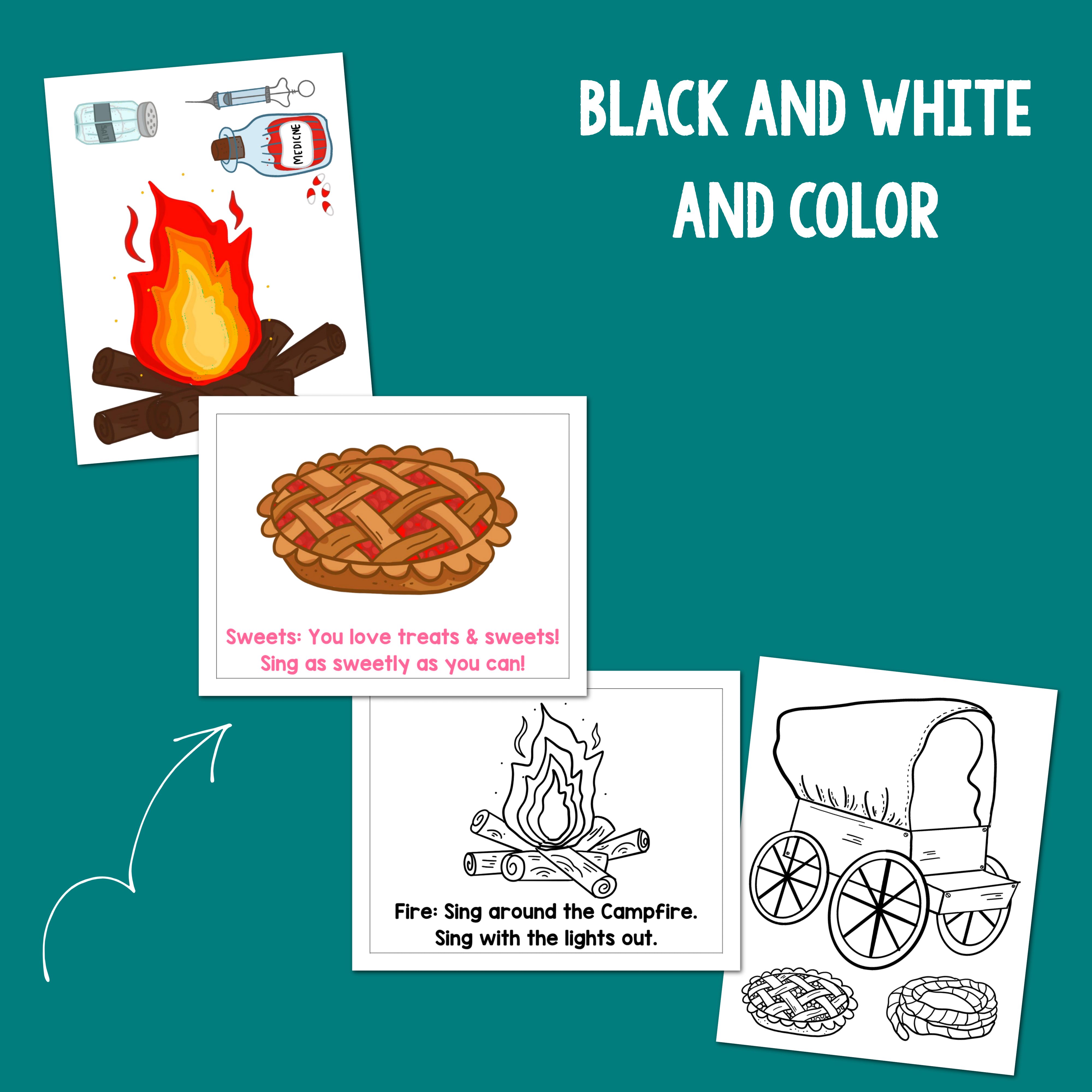 Pioneer Day Fill the Wagon printables in color and black and white