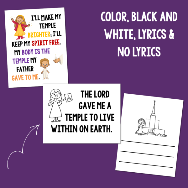 The Lord Gave Me a Temple Flip Chart custom art flipchart in color and black