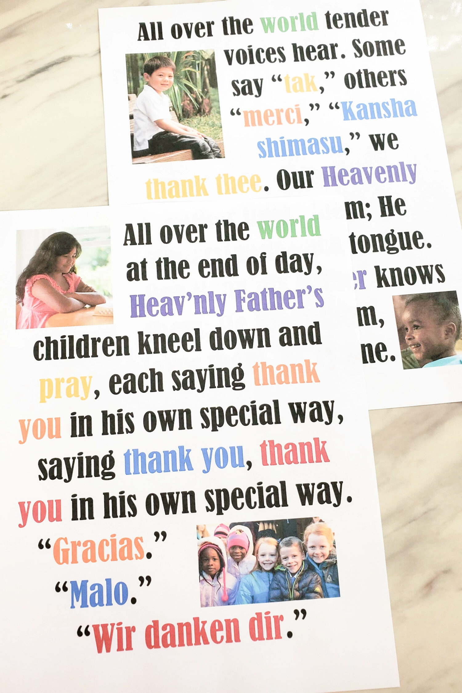Children All Over the World flip chart printable with lyrics and pictures to help you teach this song for LDS Primary Music Leaders singing time.