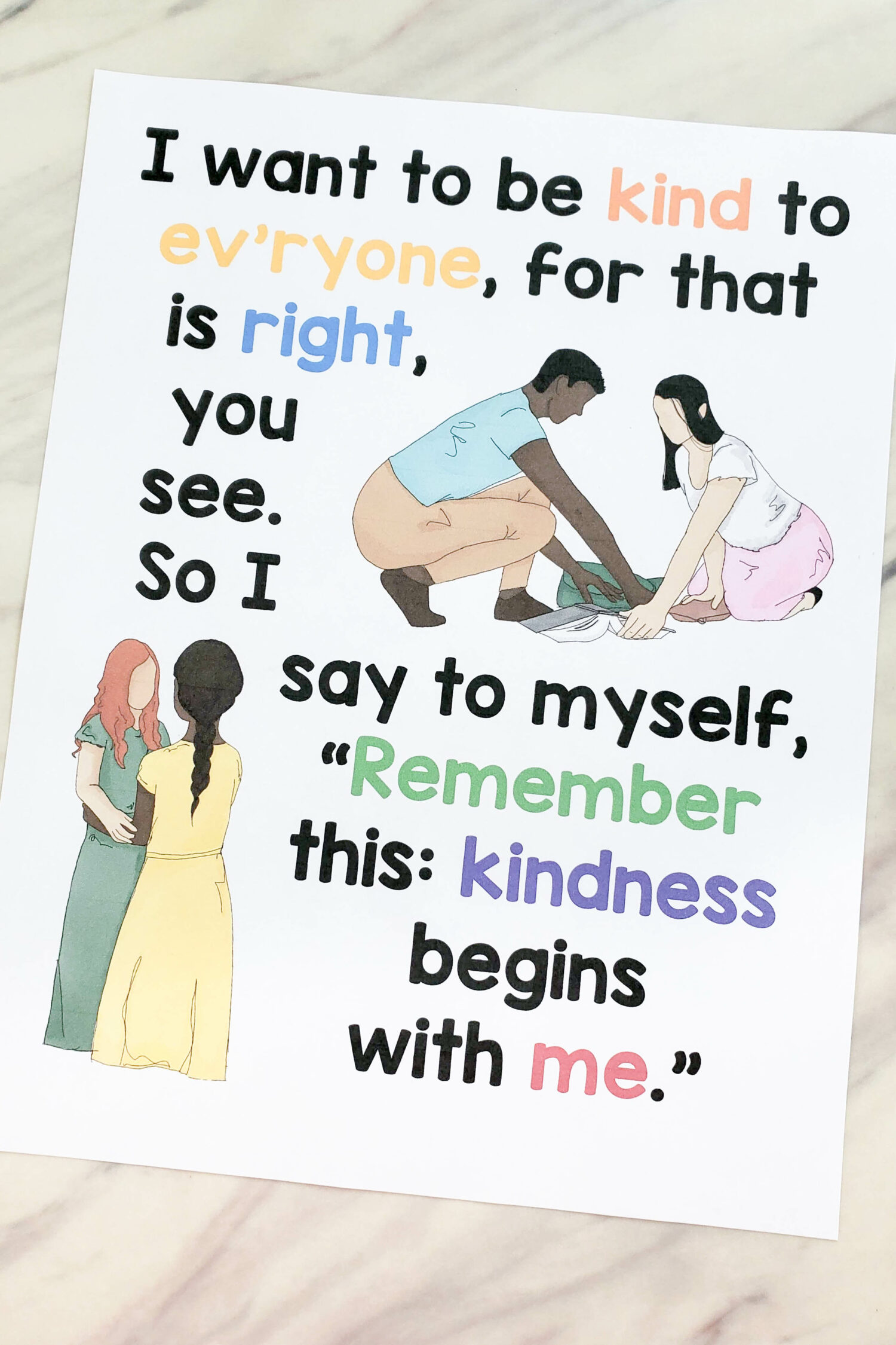 Kindness Begins with Me flip chart custom art packet to help teach this song for LDS Primary music leaders singing time visual aids and lyrics
