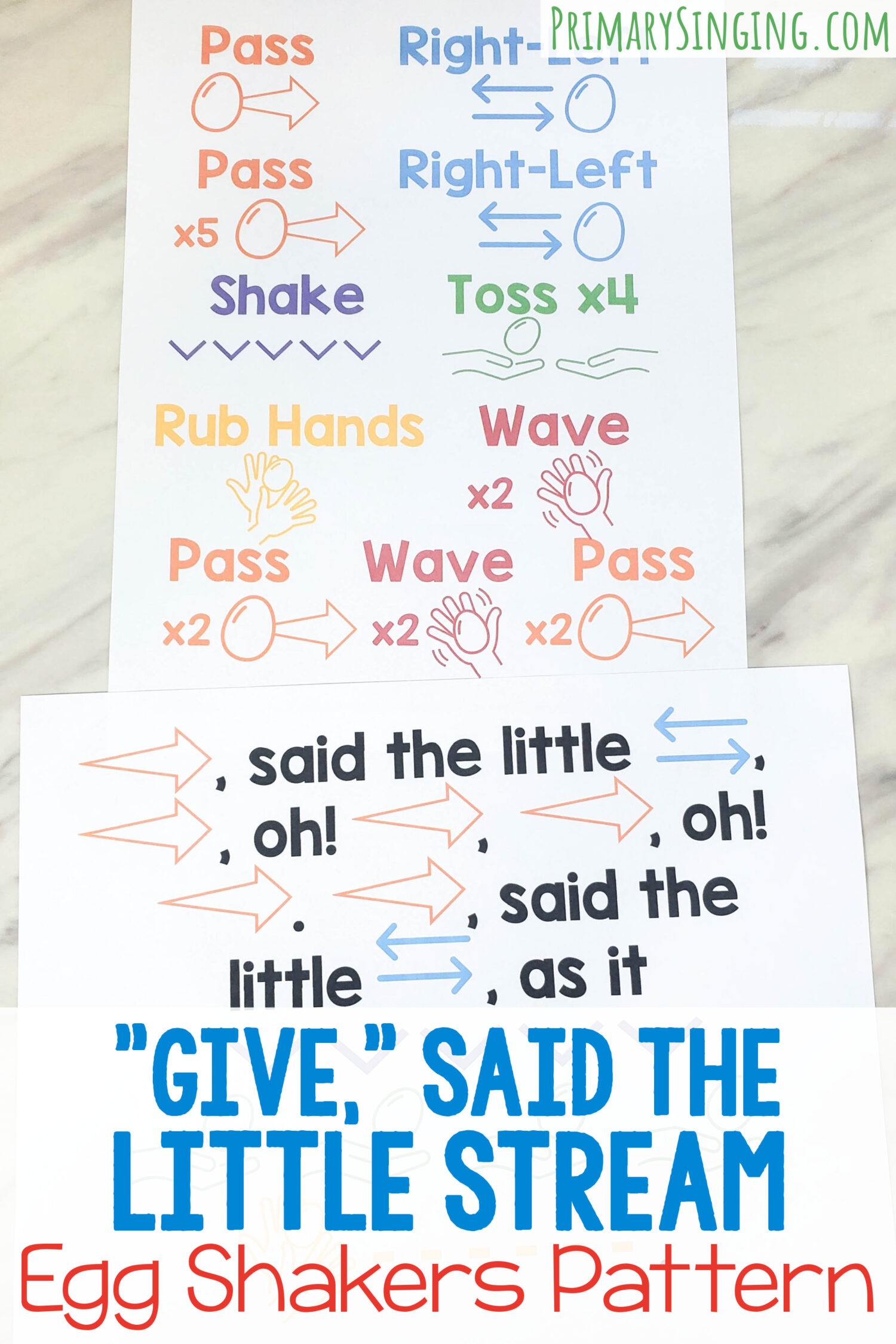 Give Said the Little Stream Egg Shakers pattern fun activity for Singing Time with printable song helps for LDS Primary Music leaders. Follow along with these actions that build on each other for the entire song for a very interactive activity!