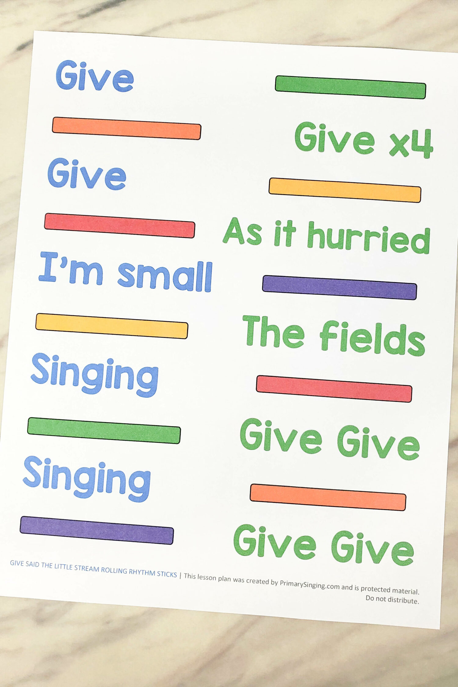Give Said the Little Stream Rolling Rhythm Sticks singing time activity! Use a rhythm stick to "give" back and forth in this interactive movement activity. Includes printable song helps for LDS Primary music leaders.
