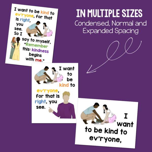 Kindness Begins with Me flip chart different formatting styles