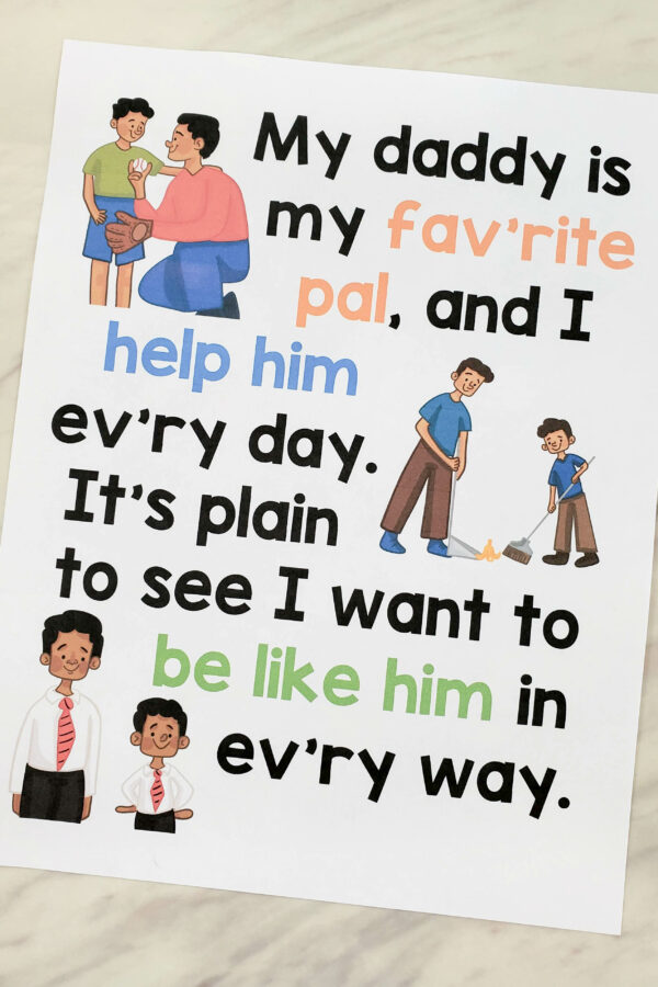 My Dad Flip Chart beautiful custom art that will help you teach this LDS Primary song! Color and Black and White flipchart for LDS Primary Music Leaders.