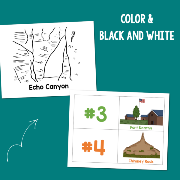 Pioneer Mormon Trail review game printables in color and black and white