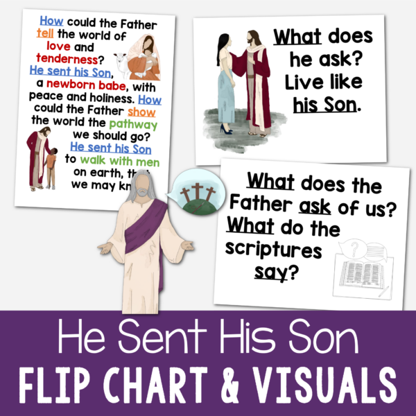 He Sent His Son Flip Chart custom art printable with visuals and lyrics for singing time