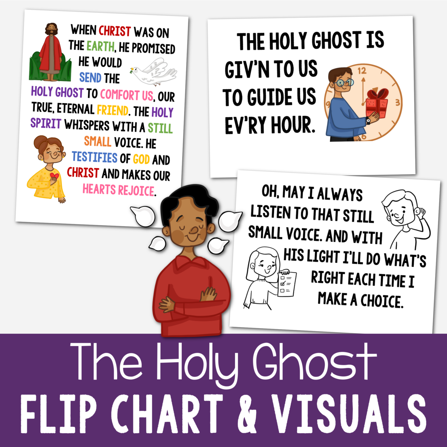 The Holy Ghost Flip Chart singing time song helps with visual aids to teach this LDS Primary song for music leaders.