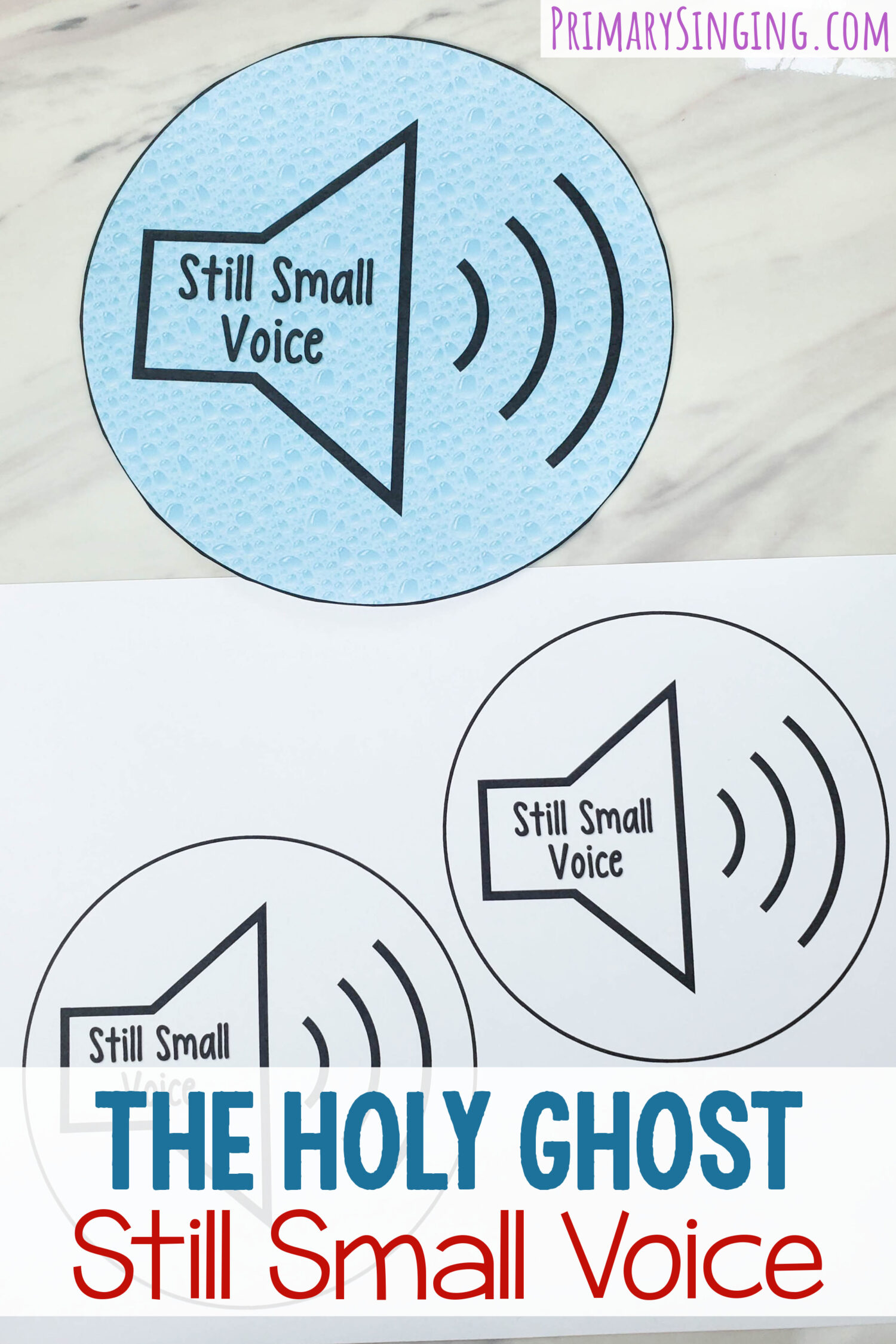 The Holy Ghost Still Small Voice singing time activity to pass an object and whisper sing the next word when the music stops! Fun and easy activity for LDS Primary Music Leaders.
