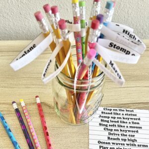 Back to School Pick a Pencil! Try this fun back to school primary idea with lots of fun actions and printable song helps for LDS Primary Music Leaders.