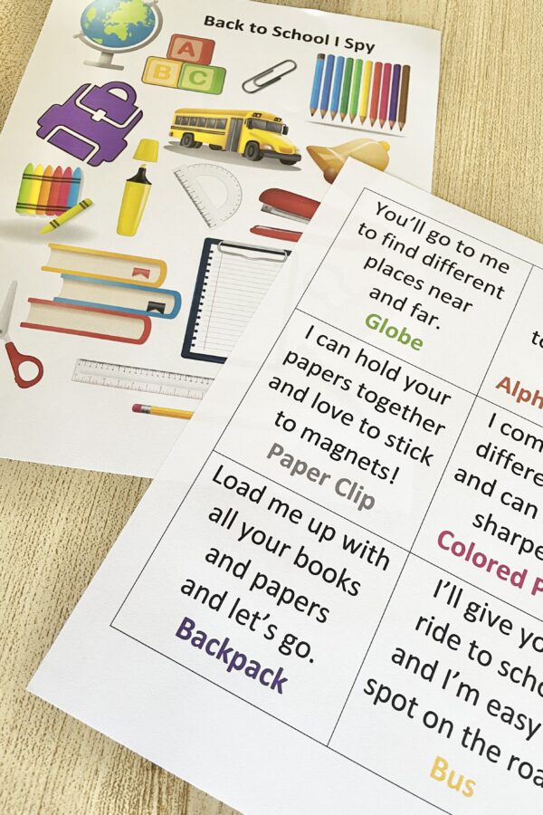 Use this fun Back to School I Spy Game to review songs in primary! Give clues and have your primary children guess the back to school item! Printable song helps included for LDS Primary Music Leaders.