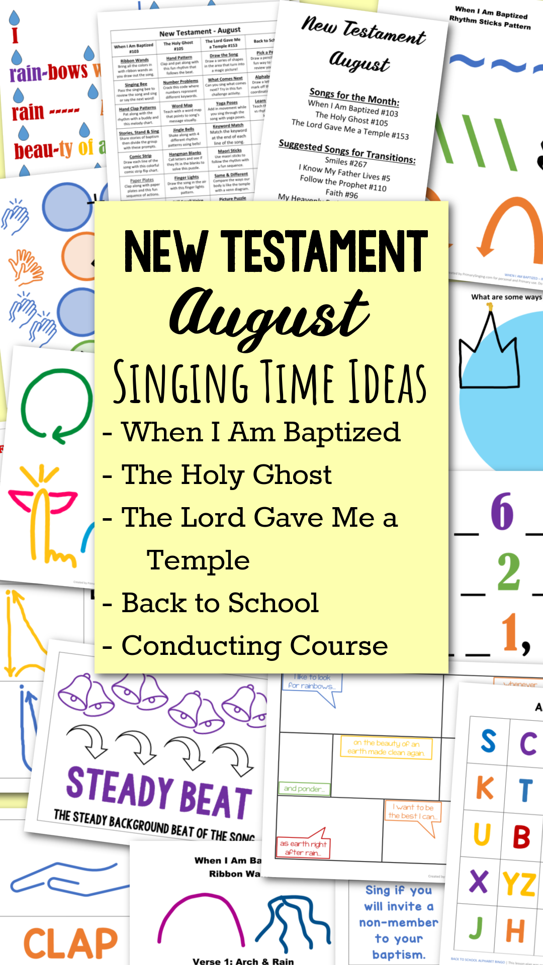 August New Testament Primary Songs INSTANT Singing Time packet with TONS of teaching ideas and printable song helps for LDS Primary Music Leaders.