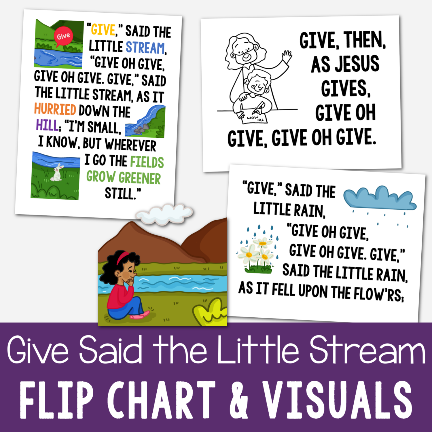 Give Said the Little Stream Art Flip Chart printable song helps for LDS Primary music leaders singing time