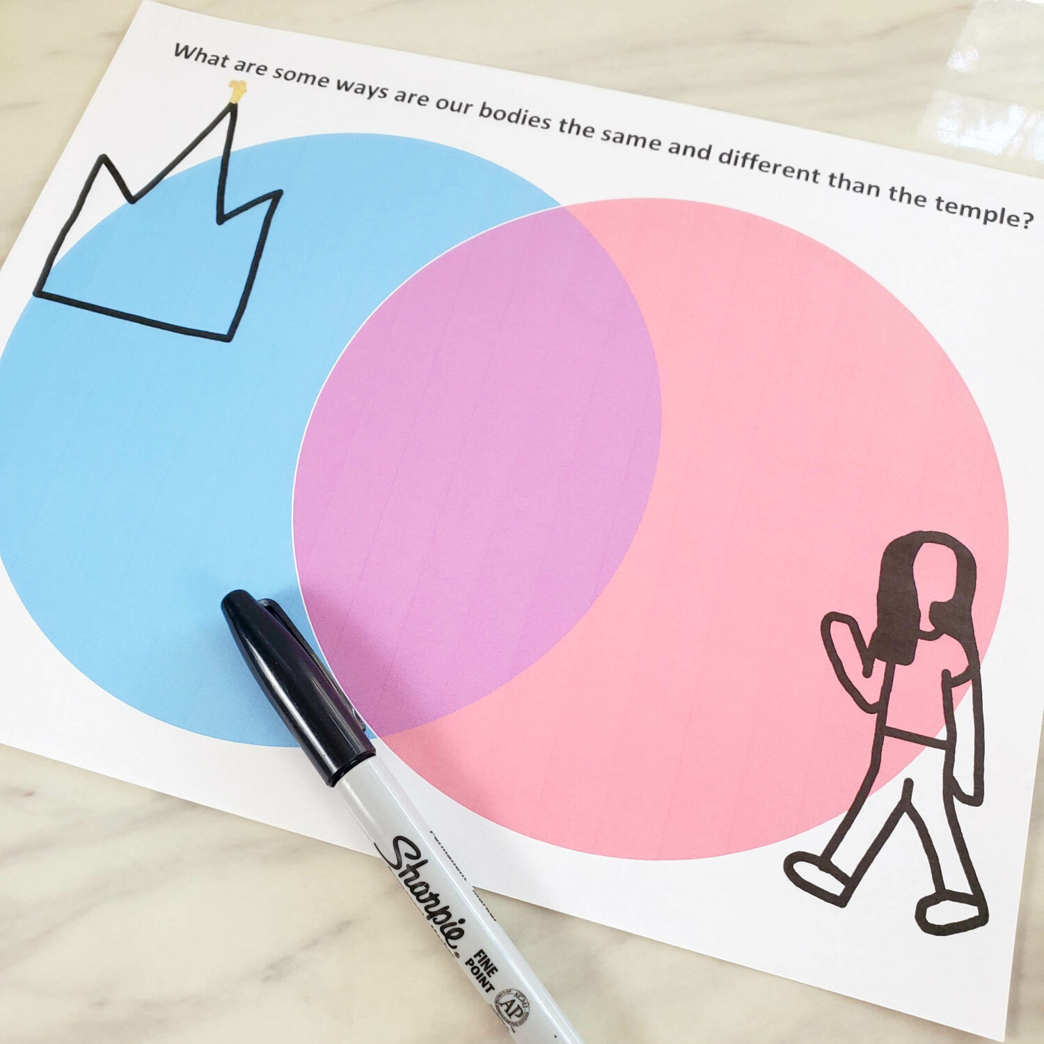 The Lord Gave Me a Temple Same & Different fun singing time idea to share the ways our body is like the temple with printable helps for LDS Primary music leaders.