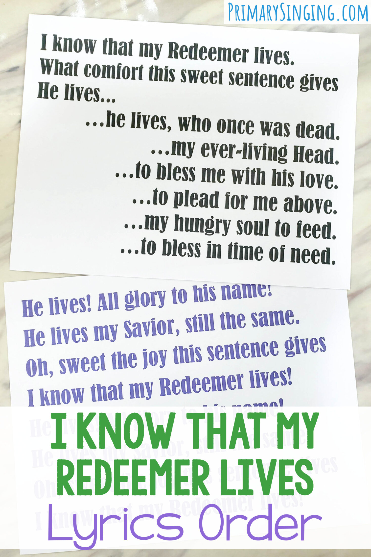 I Know That My Redeemer Lives Lyrics Order great way to help teach this song in singing time for your Senior Primary! Scramble up the lyric strips and help get them back in order.