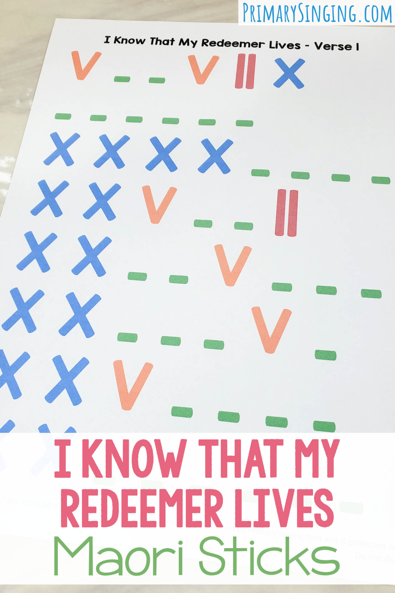 I Know That My Redeemer Lives Maori Sticks super fun and engaging singing time activity with printable pattern chart for LDS Primary music leaders.