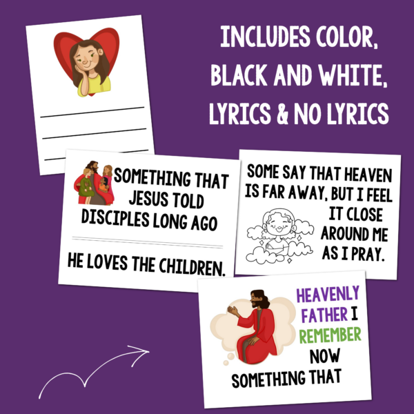 A Child's Prayer flip chart custom art singing time teaching aid in color and black and white.