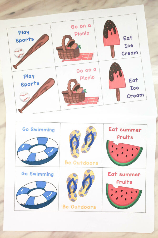 Summer Bucket List match game! Use these cute graphics to play a game of match to find different activities from your summer bucket list. A great way to kickoff summer or to wrap up the end of summer with how many did you get to? LDS Primary music leaders can use this as themed end of summer singing time game!