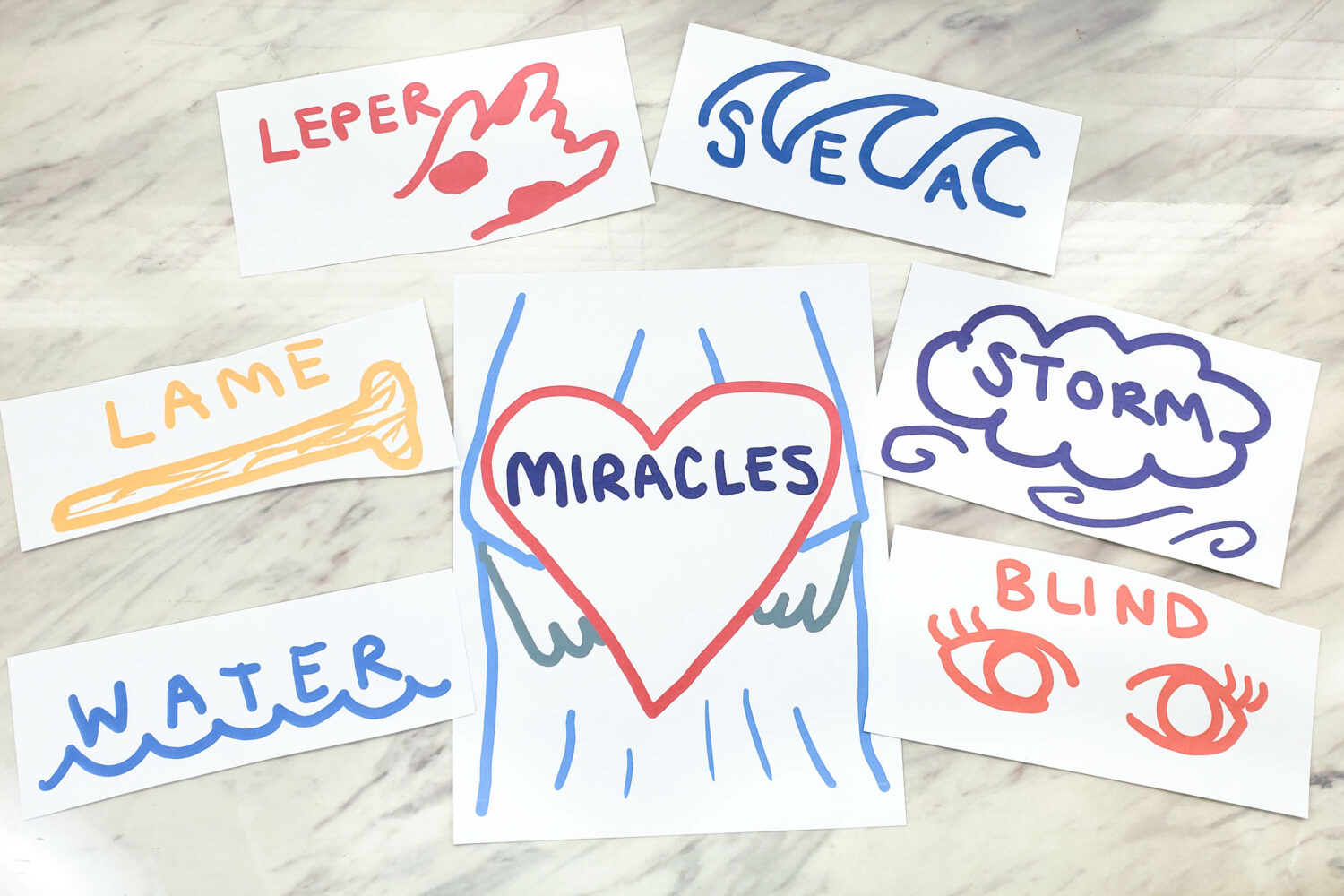 The Miracle Picture His Miracles use this visual guide to all the miracles throughout this song that Christ performed to help you teach or review this song in singing time with printable song helps for LDS Primary music leaders.
