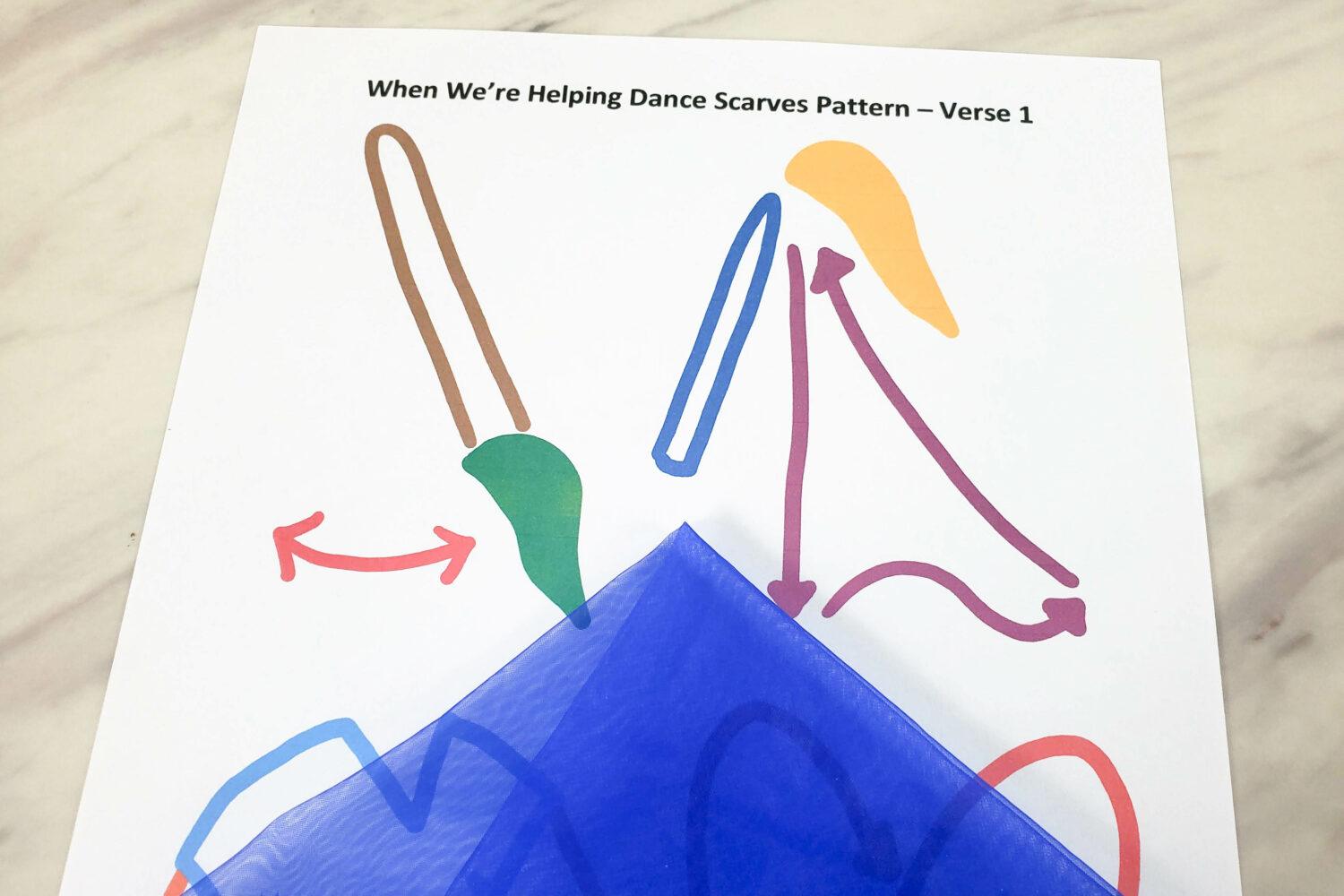 When We're Helping Dance Scarves rhythm pattern for Singing Time LDS Primary Music leaders printable actions chart!