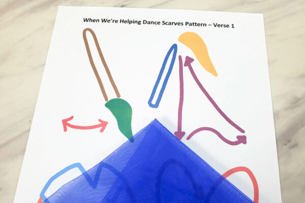 When We're Helping Dance Scarves rhythm pattern for Singing Time LDS Primary Music leaders printable actions chart!