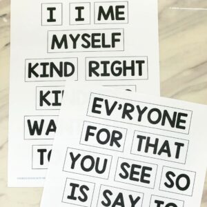 Kindness Begins with Me Unscramble Words fun singing time ideas to learn and teach the words! Printable song helps for LDS Primary music leaders.