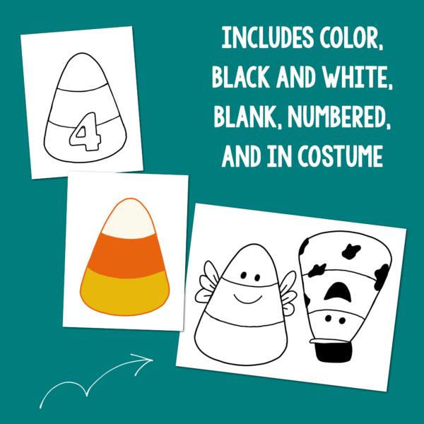 Pick a Candy Corn Printable Game in both color and black and white printables