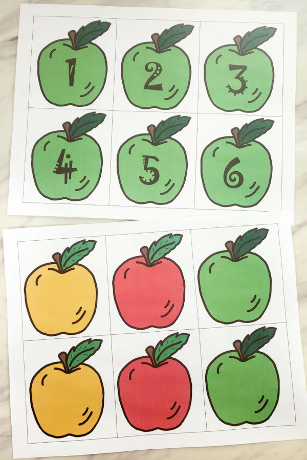 Fall Bobbing for Apples game singing time numbered apples