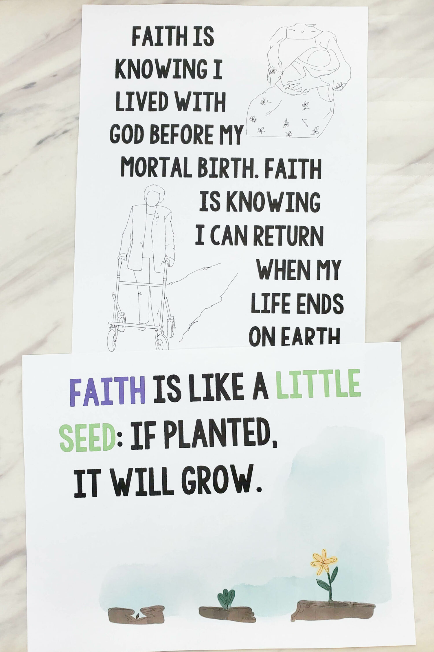 Faith Custom Art Flip Chart in color and black and white with and without lyrics great singing time aids