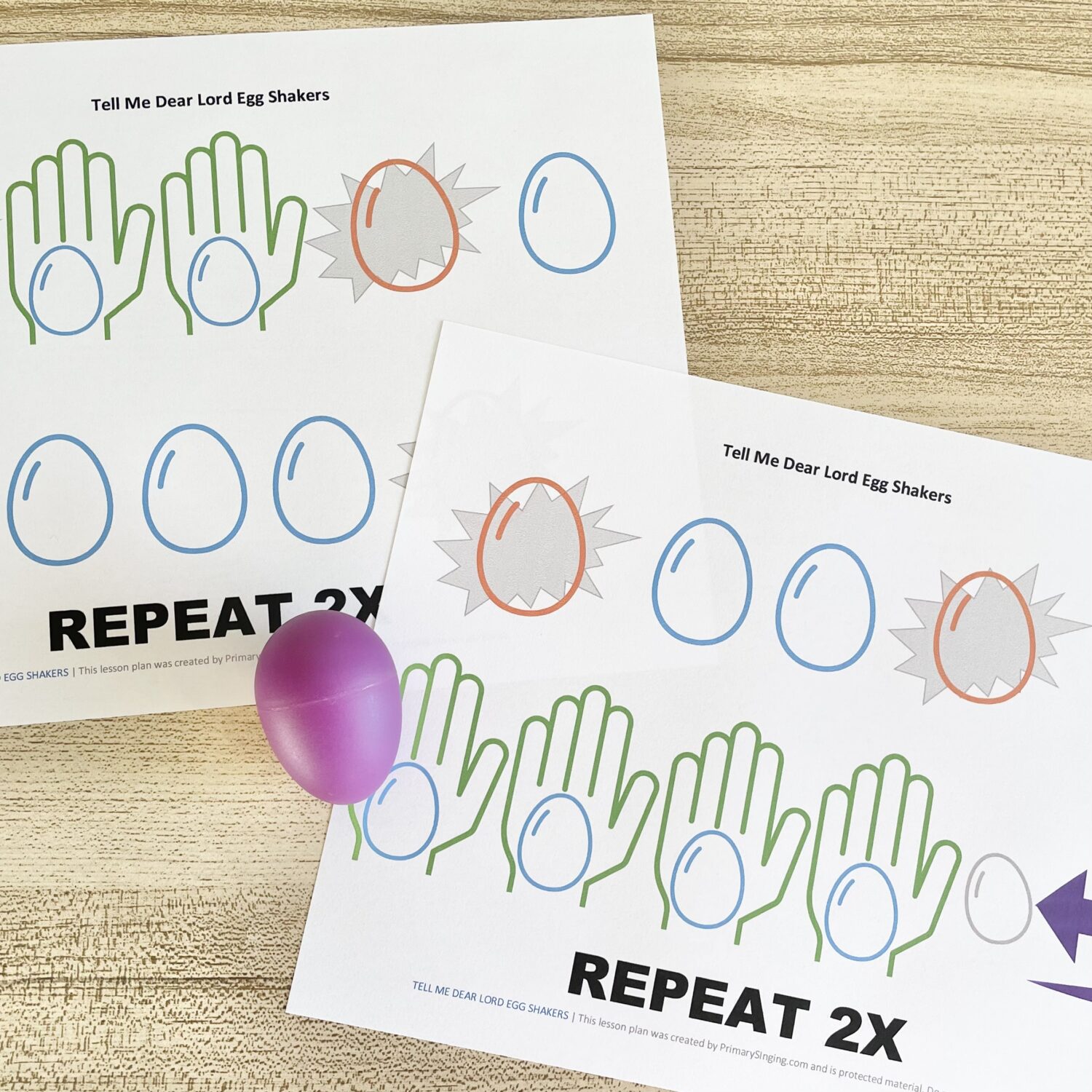 Tell Me Dear Lord Egg Shakers Singing Time Idea! Use this simple egg shaker pattern with 4 actions with printable song helps for LDS Primary Music Leaders.
