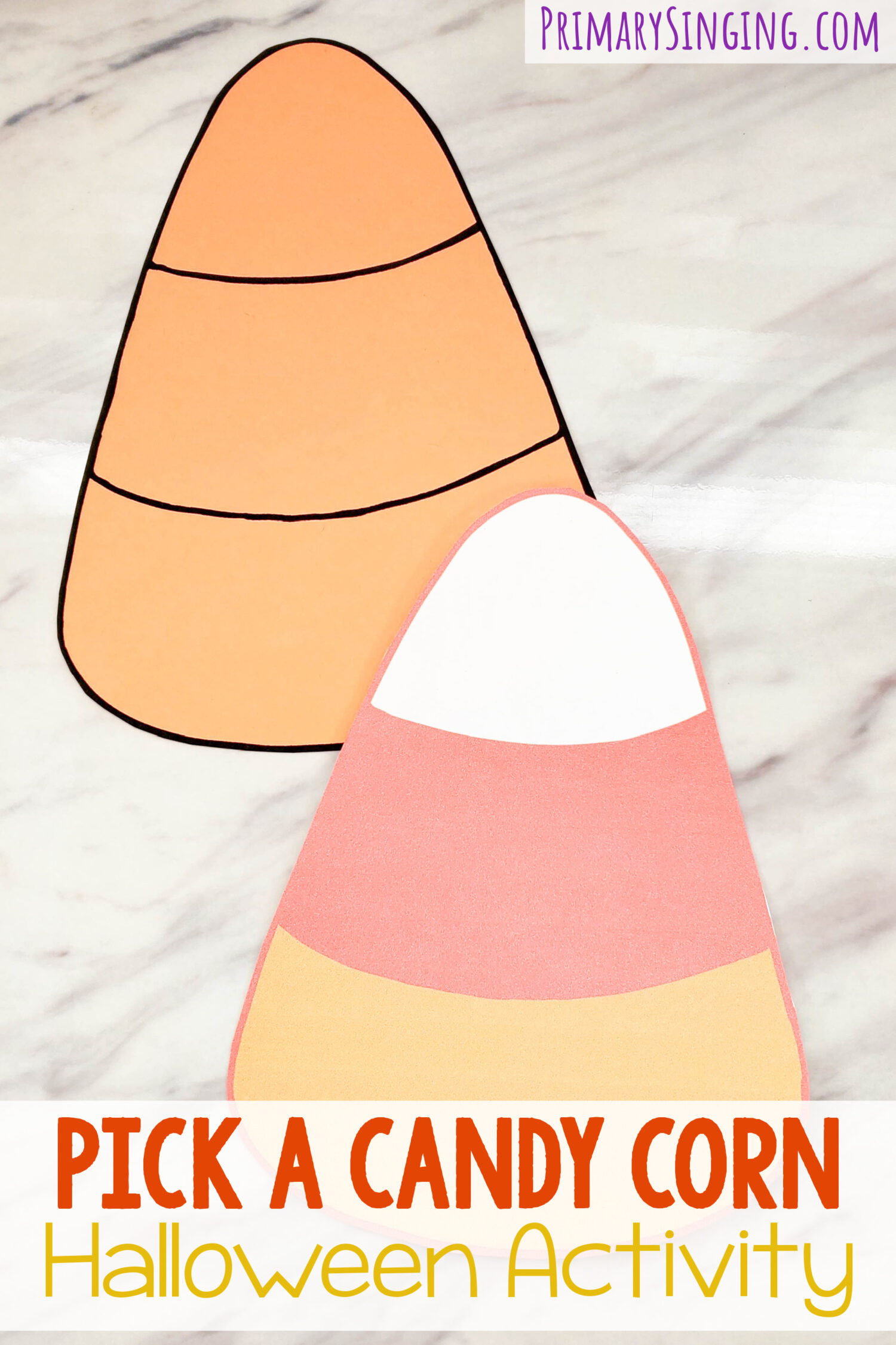 Halloween Pick a Candy Corn fun singing time game or activity for a classroom adorable printable candy corn pieces for Halloween party.