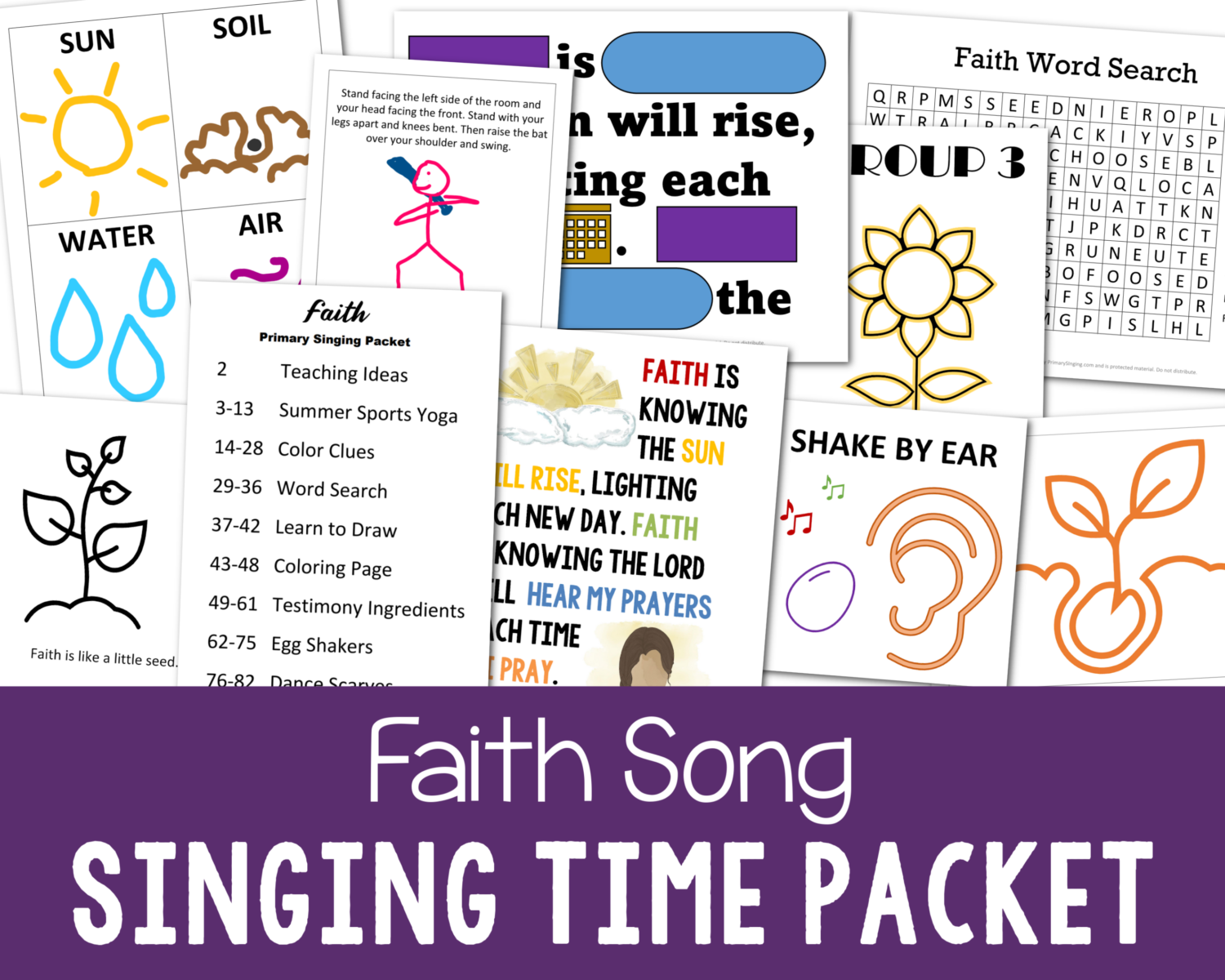 Shop Faith Singing Time Packet Singing time activities for the LDS Faith song and flip chart