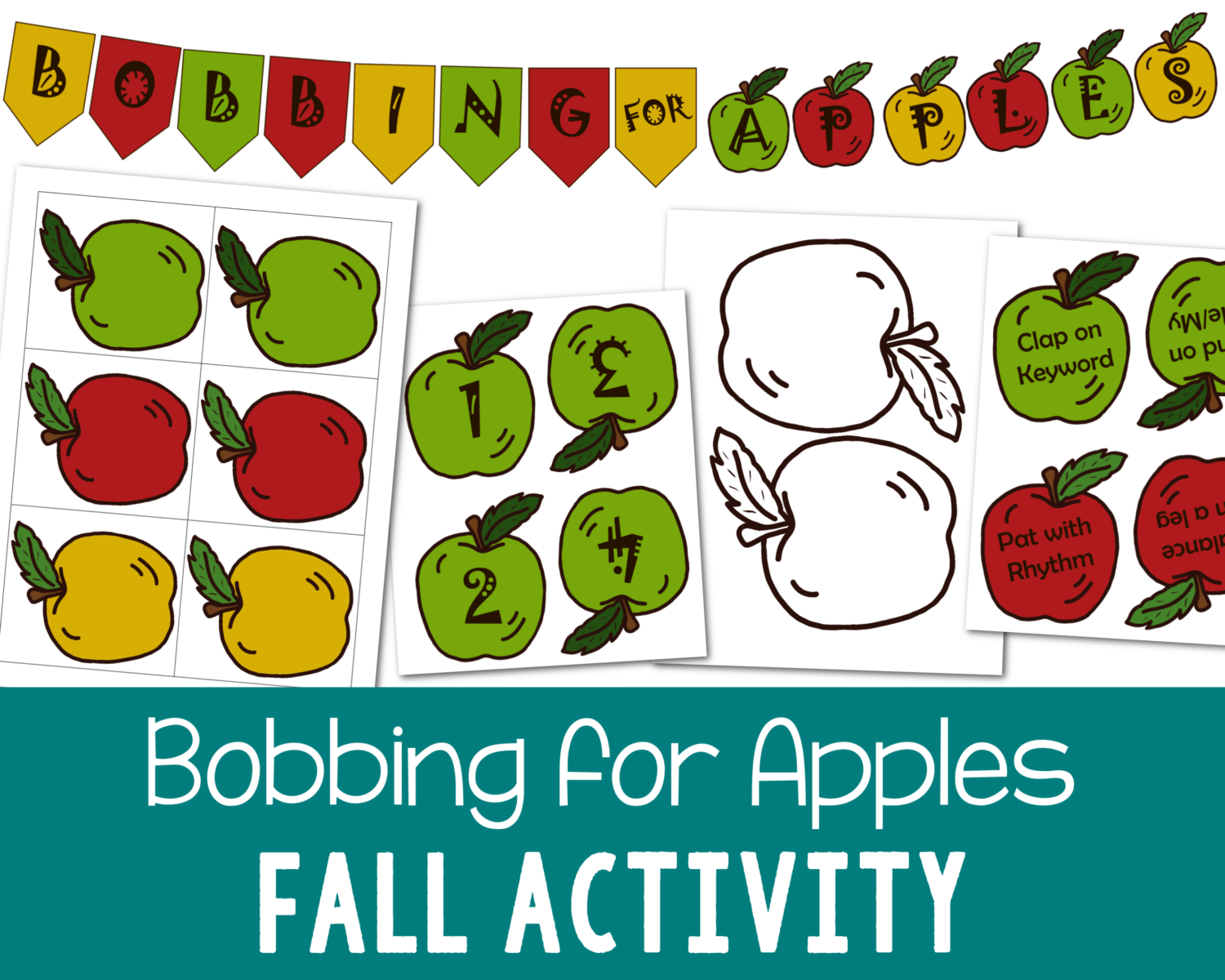 Shop Fall Bobbing for Apples printable singing time activity fun game for kids and families