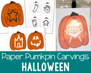 Shop Halloween Paper Pumpkin Carvings singing time activity