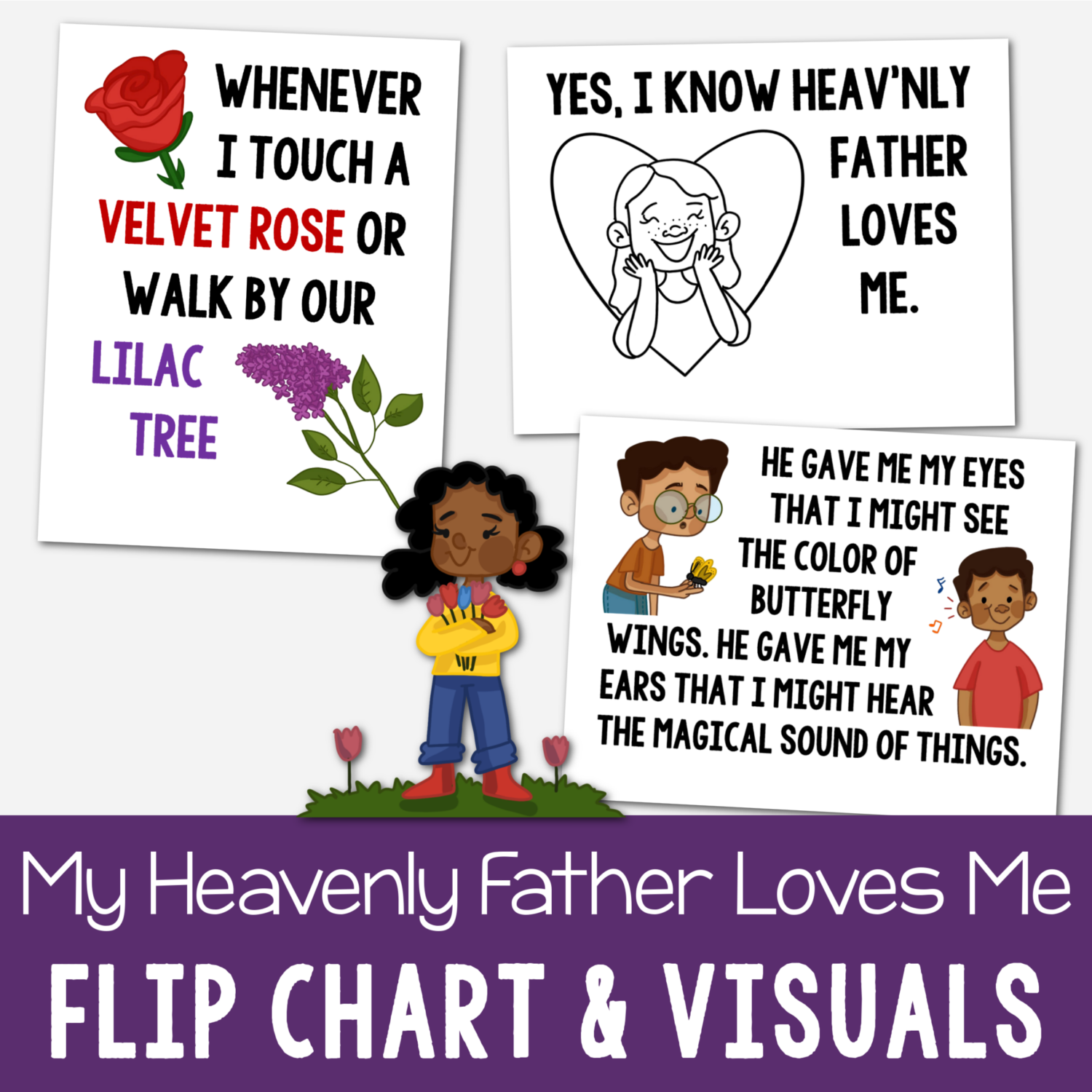 Shop My Heavenly Father Loves Me Flip Chart visual aids with lyrics and art for singing time helps for Primary music leaders