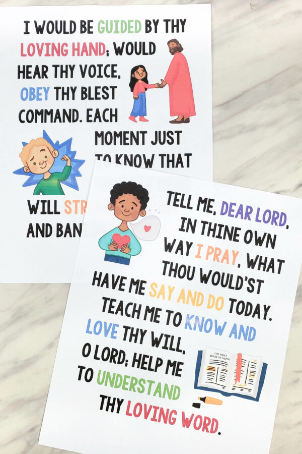 Tell Me Dear Lord Flip Chart visual aids and lyrics to help teach this song for LDS Primary music leaders in singing time printable PDF