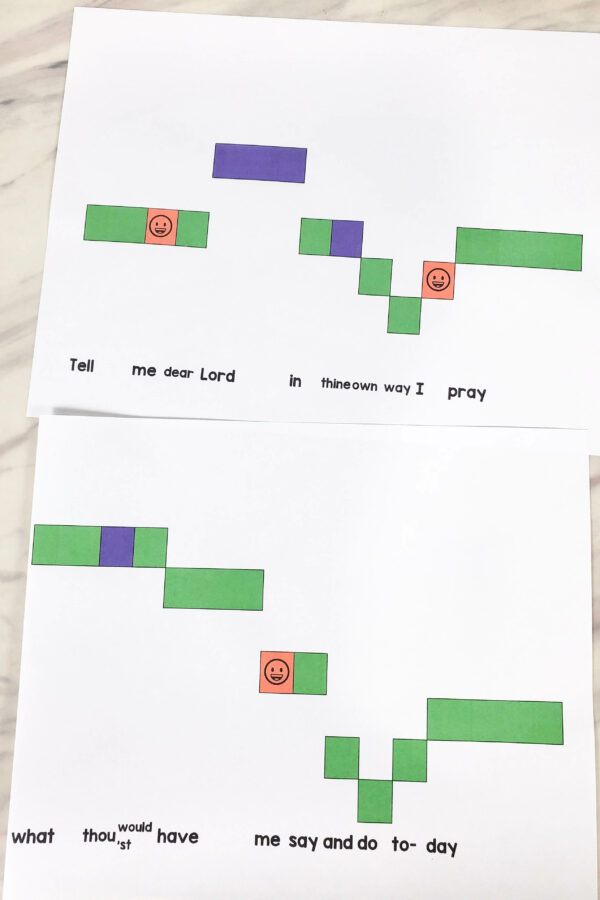 Tell Me Dear Lord Melody Map singing time activity great way to teach the melody and movement of the notes in a fun way to teach the song for the first time or perfect the movement of notes for review! Printable song helps for LDS Primary music leaders.