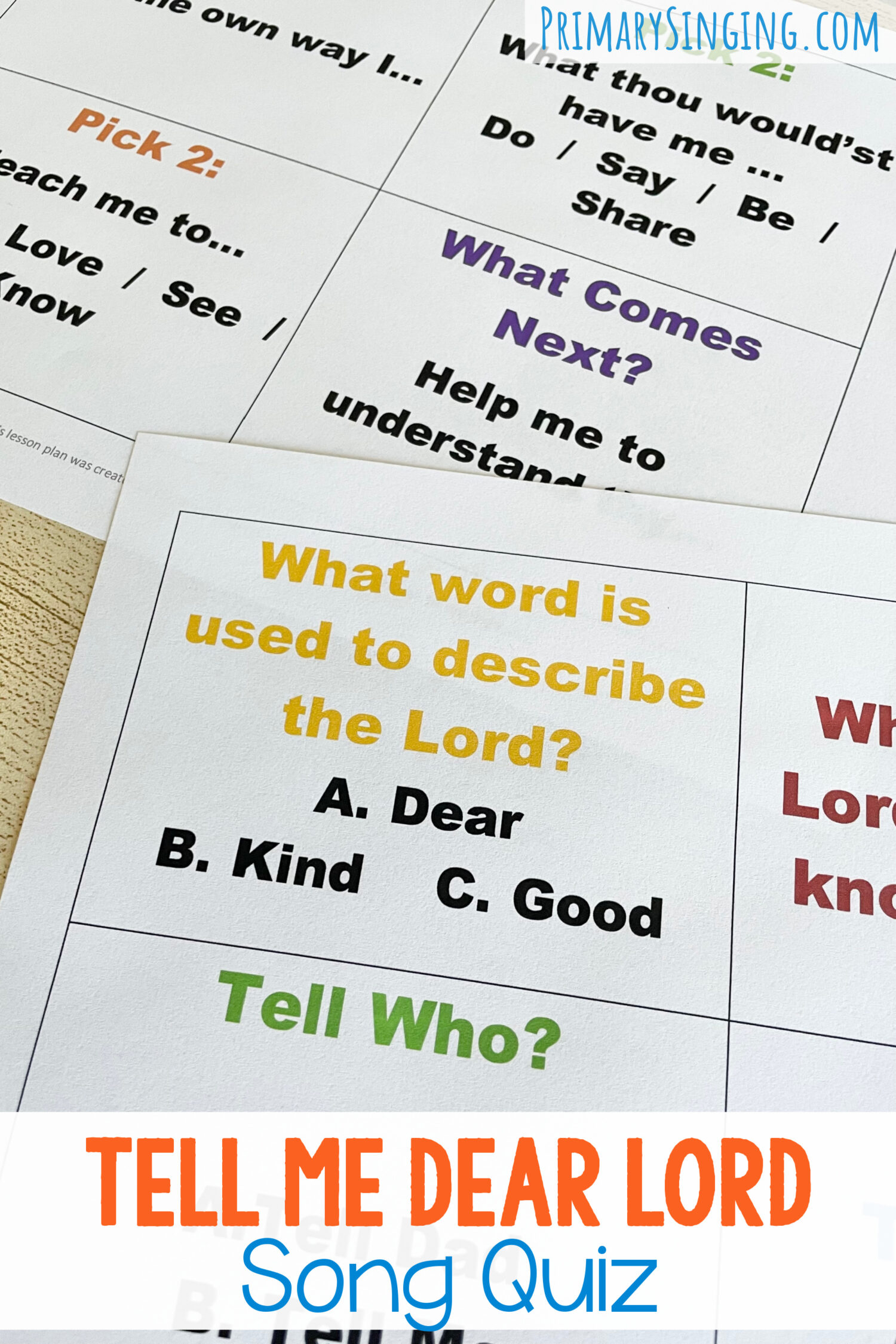 Tell Me Dear Lord Song Quiz - answer quiz questions about the song with hints from the lyrics and printable song helps for this Come Follow Me New Testament Song for LDS Primary Music Leaders.
