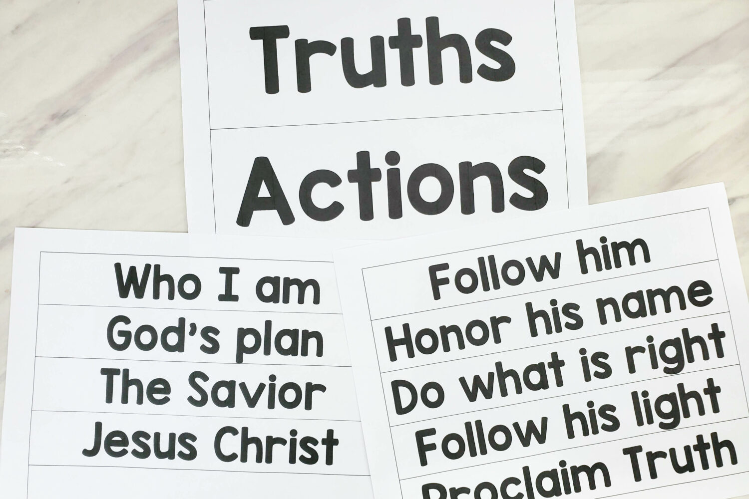The Church of Jesus Christ Compare & Sort fun singing time activity! You'll use directed listening to have the children notice what things are truths and which are actions we can do from the lyrics as they sing. Printable song helps for LDS primary music leaders.