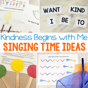 Kindness Begins with Me Singing Time Ideas including stoplight singing, word map, draw the song, unscramble words, partner rhythms and more! Fun ideas for LDS Primary Music leaders and printable song helps.