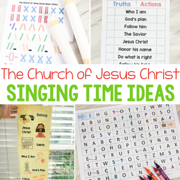 The Church of Jesus Christ Singing Time Ideas lots of fun ways to teach this LDS Primary song including sentence maze, song scroll, maori sticks, song testimony, rhythm partners, draw the chapel and more! Great resource for Primary music leaders teaching this song as part of the New Testament Come Follow Me.