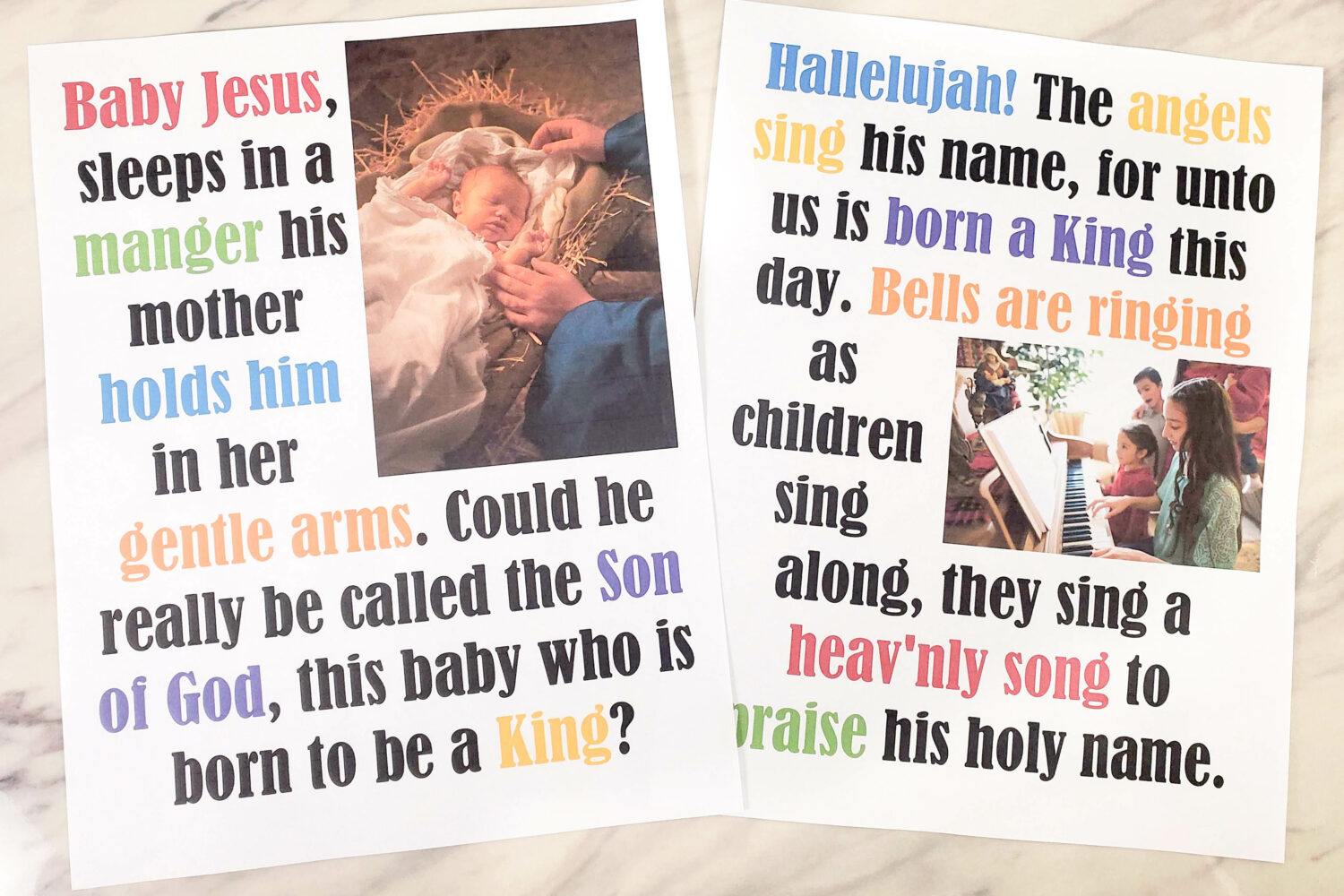 Born to Be a King Flip Chart singing time song lyrics and pictures helps for teaching this Christmas song by Maren Ord for LDS Primary music leaders