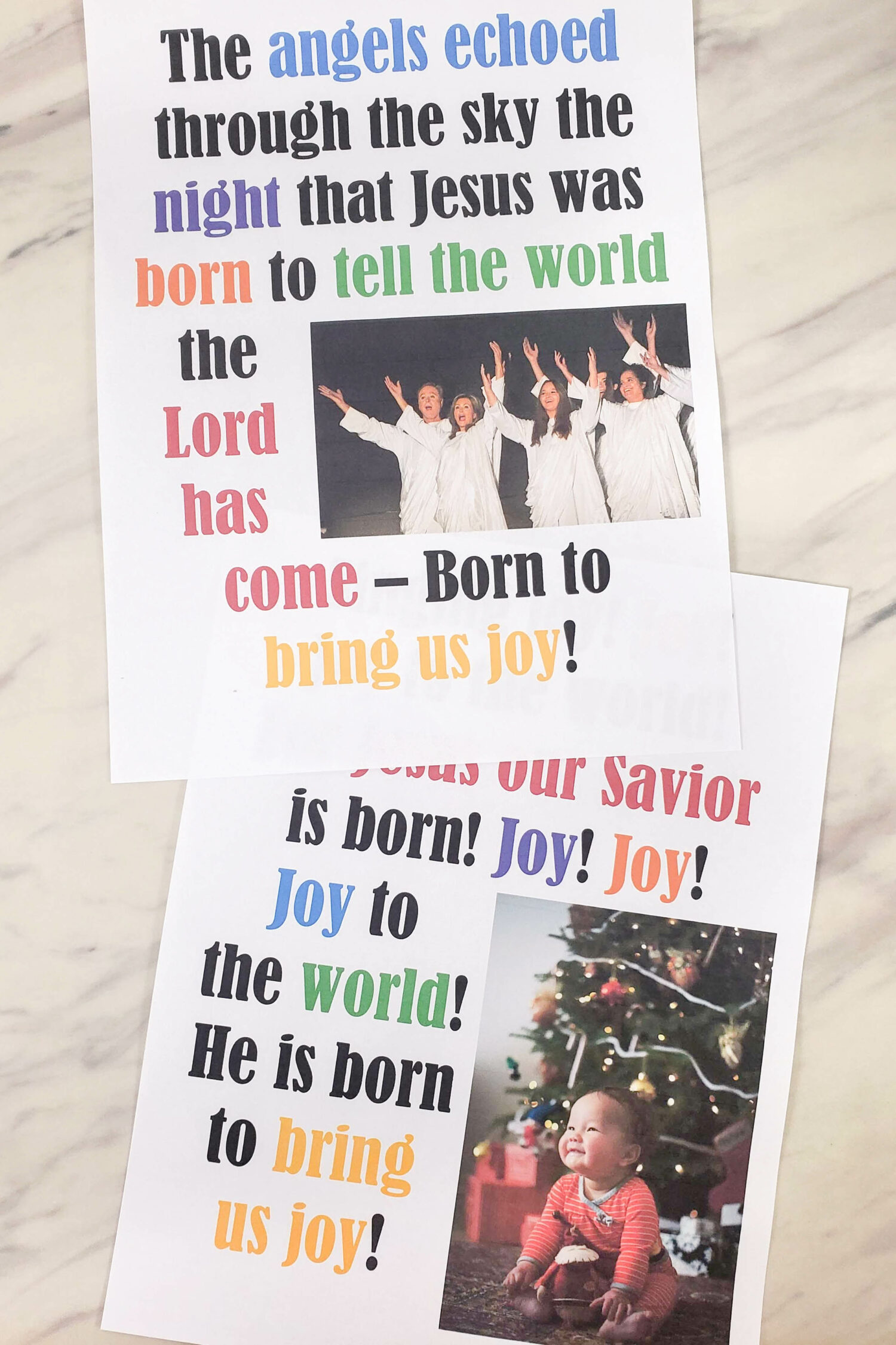 Born to Bring Us Joy Flip Chart singing time song lyrics and pictures helps for teaching this Christmas song by Angie Killian for LDS Primary music leaders