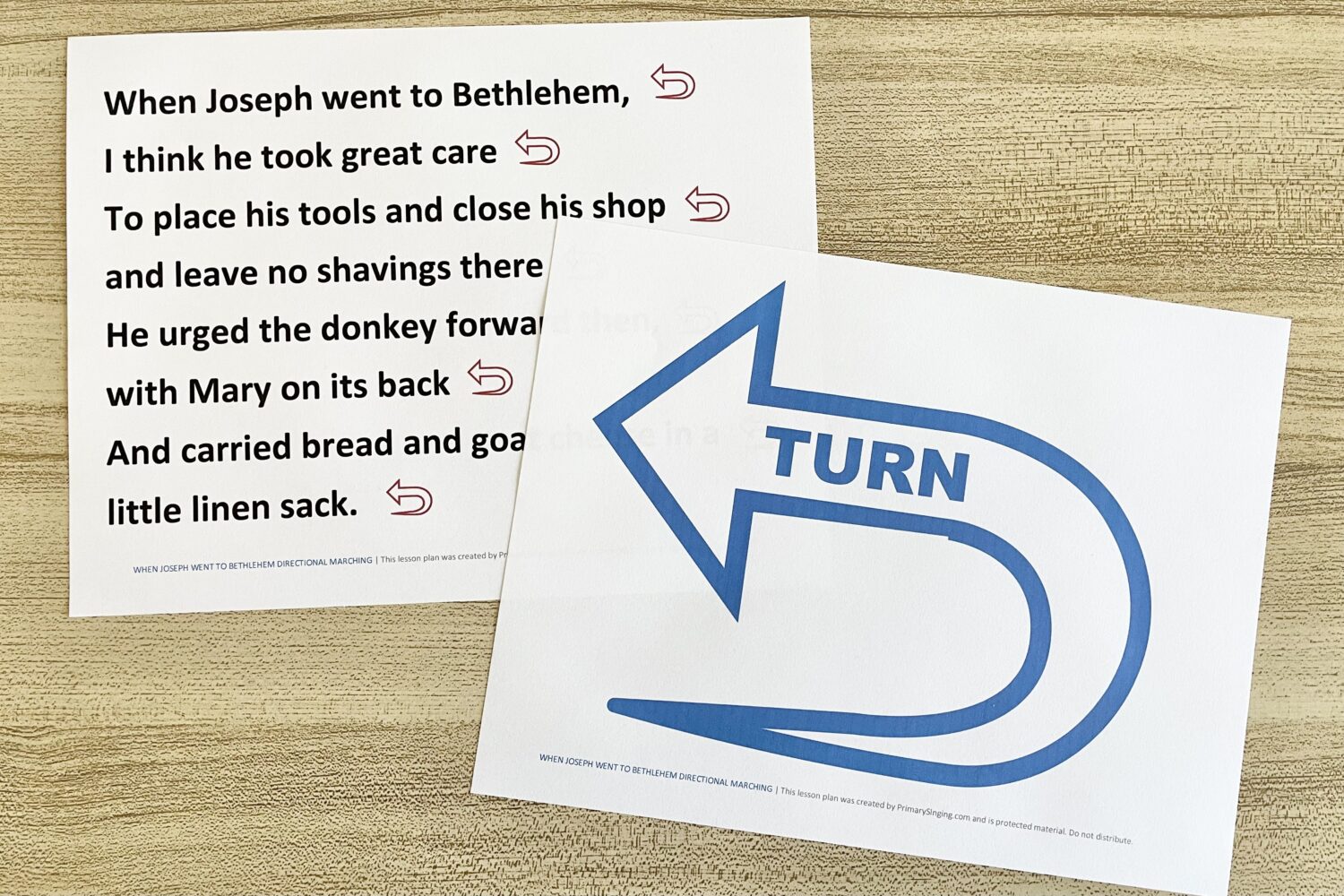 When Joseph Went to Bethlehem Directional Marching - Use this fun movement song with turns around every corner to review this Christmas song with printable song helps for LDS Primary Music Leaders.