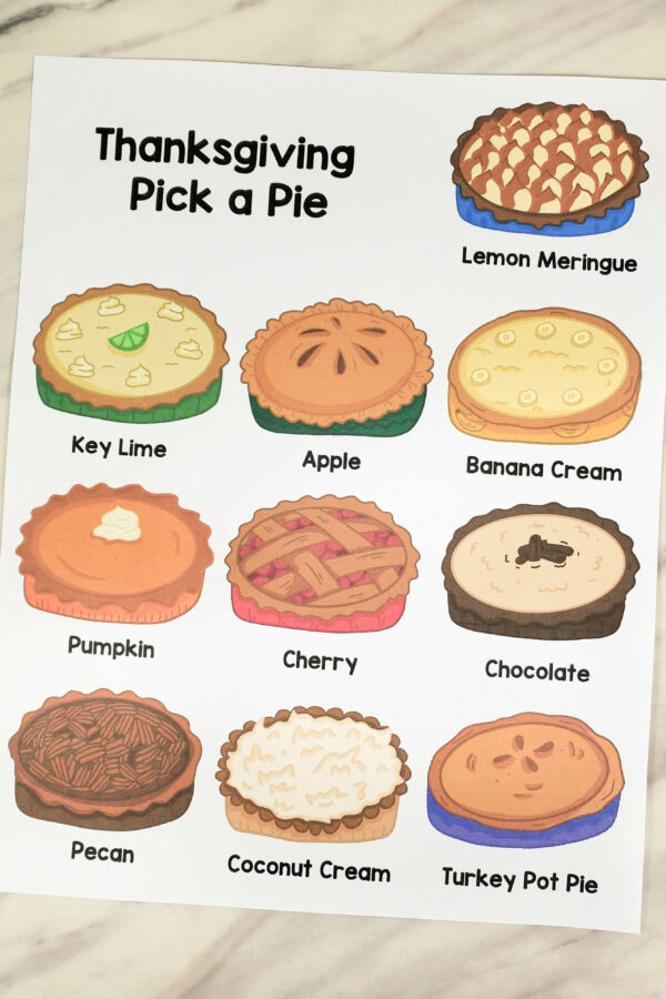 Thanksgiving Pick a Pie Singing Time - Pick your favorite Thanksgiving Pie and sing through the song on the back of the pie. Plus, fun additional ways to play. Printable song helps for LDS Primary music leaders.